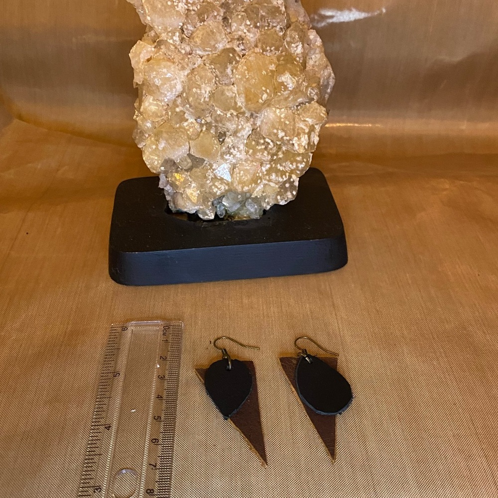 Leather up cycle earrings. - Picture 5 of 5